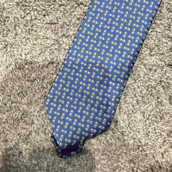 Tom James Ventura Blue Yellow Patterned Silk Tie NEW With Tags - Picture 2 of 7